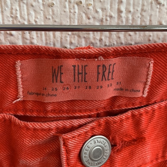 Free People We the Free High Rise Exposed Button Fly Red Denim Jeans size 26 - Picture 3 of 7